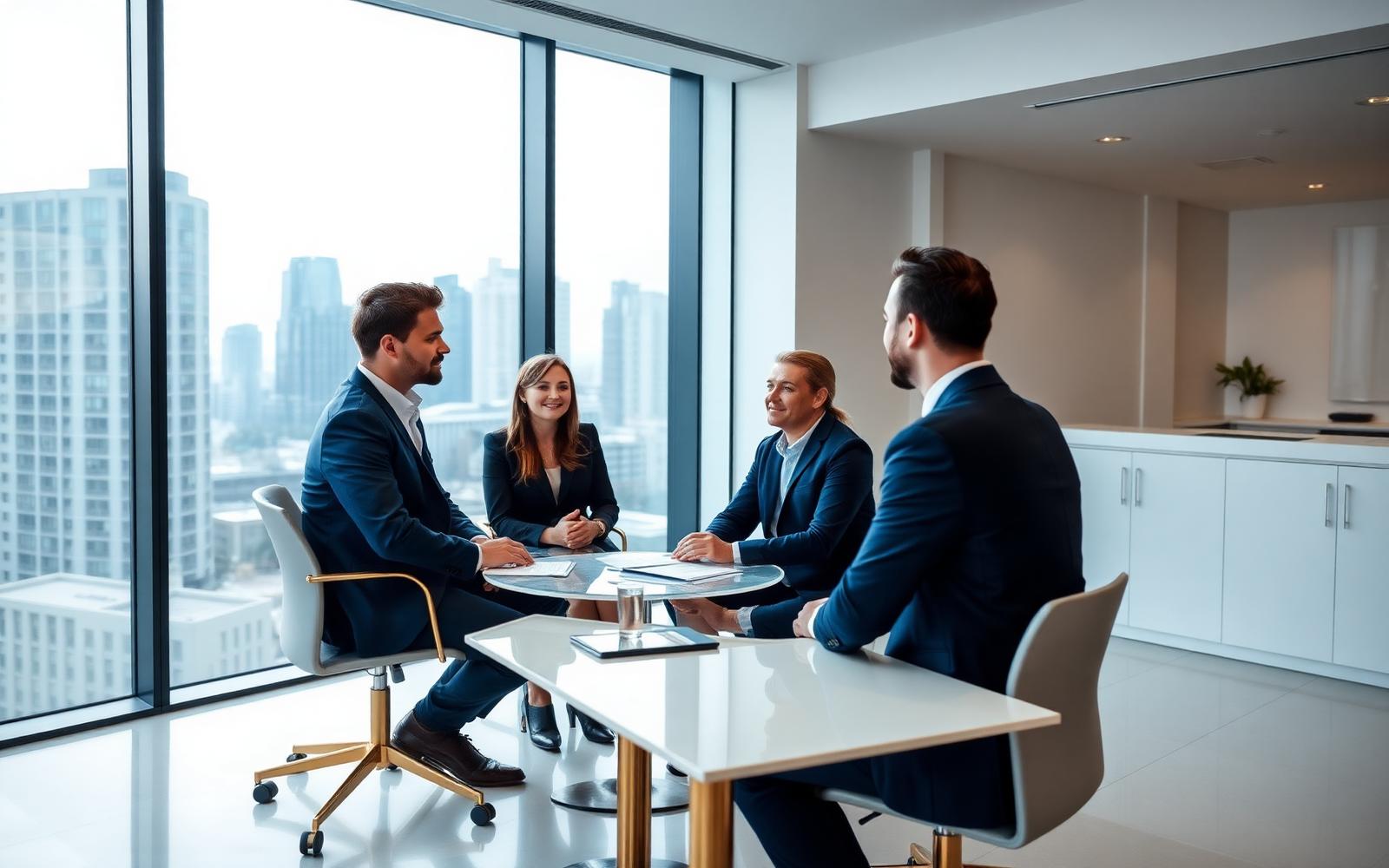 Consultores financeiros da Axion em reunião